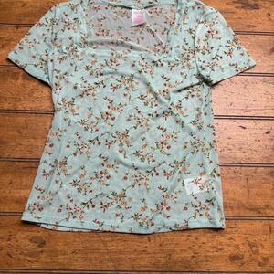 NOBO juniors‎ Small flower Green see through Shirt blouse